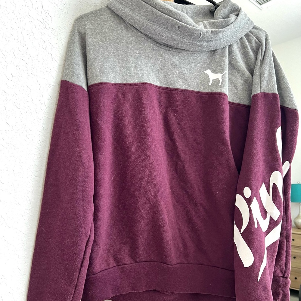 Victoria's Secret Pink Gray and Burgundy Sweatshirt